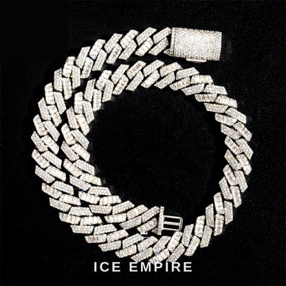 Iced Out Baguette Rose Gold Plated Moissanite Cuban Chain