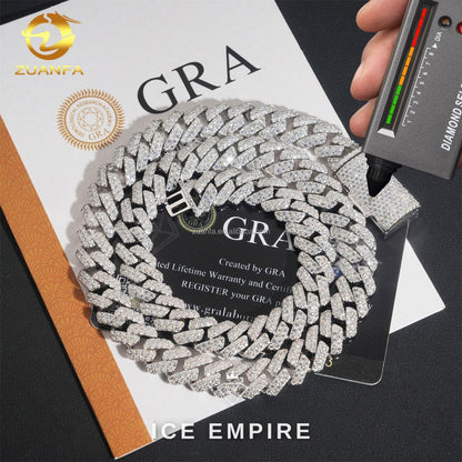 Iced Out 925 Silver Moissanite Cuban Chain