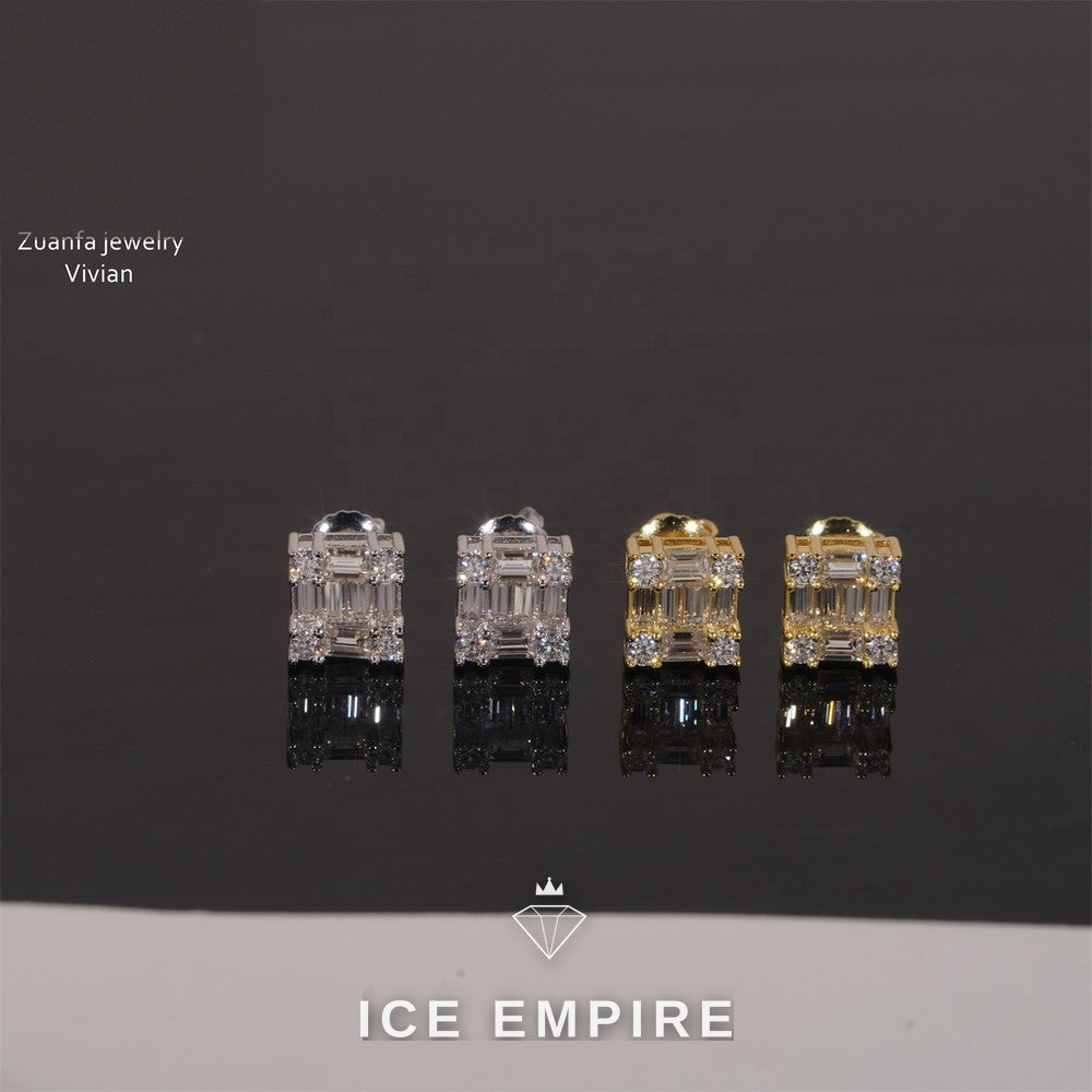 Iced Out Rose Gold Plated Moissanite Earrings