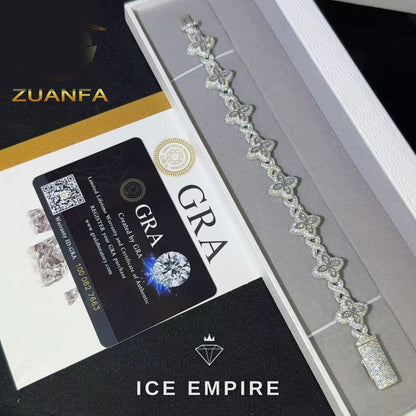 Iced Out 925 Silver Moissanite Cuban Chain