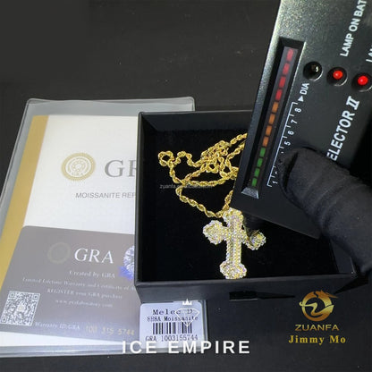 Iced Out Cross 925 Silver Pendant
