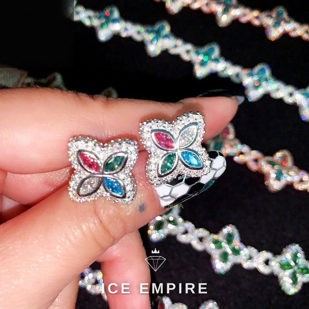 Iced Out 925 Silver Moissanite Stud Earrings