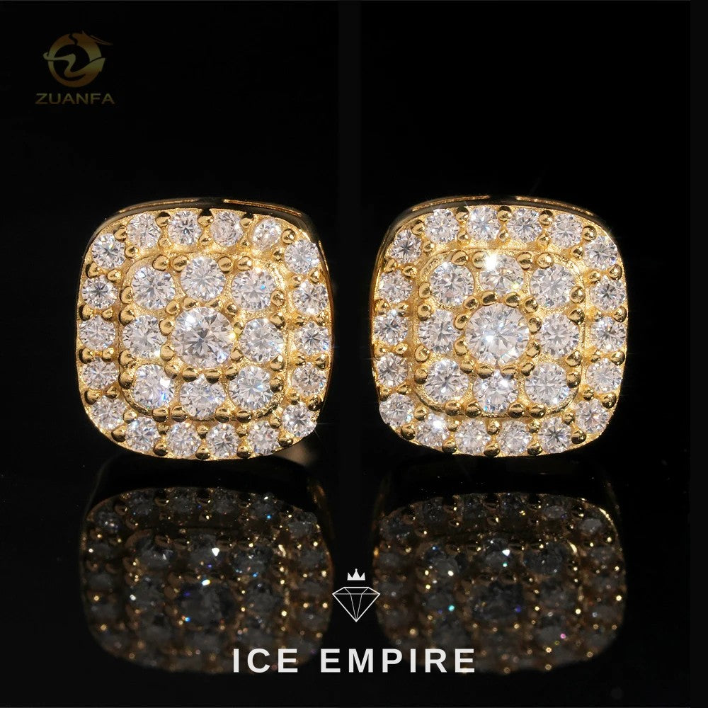 Iced Out 18K Gold Moissanite Stud Earrings