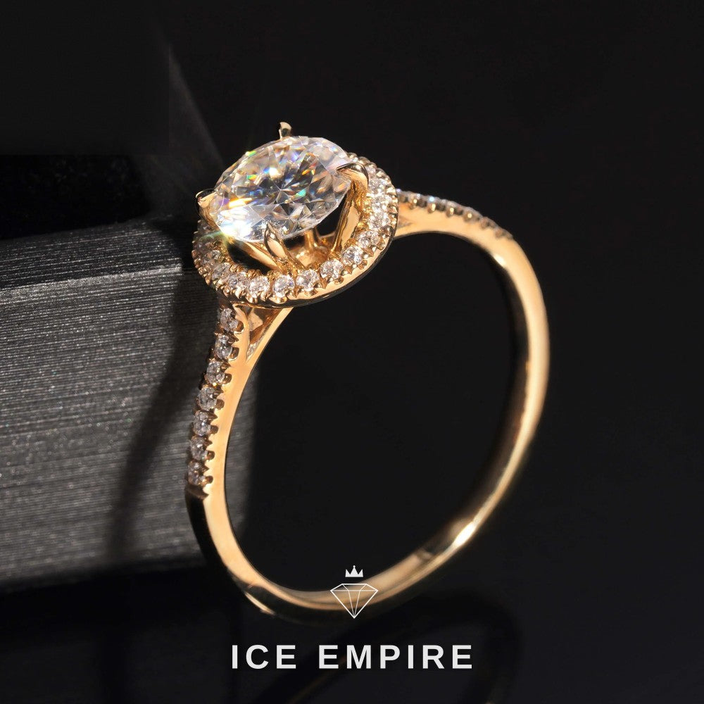 Iced Out 10K Gold Moissanite Engagement Ring