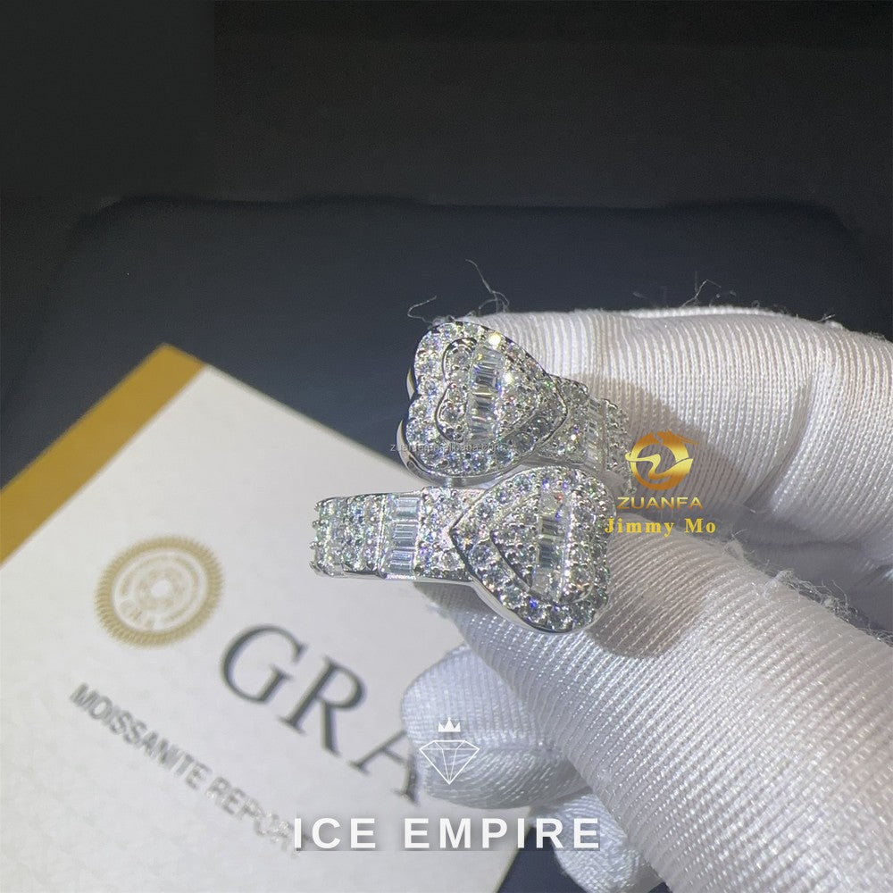 Iced Out Baguette Rose Gold Plated Moissanite Ring