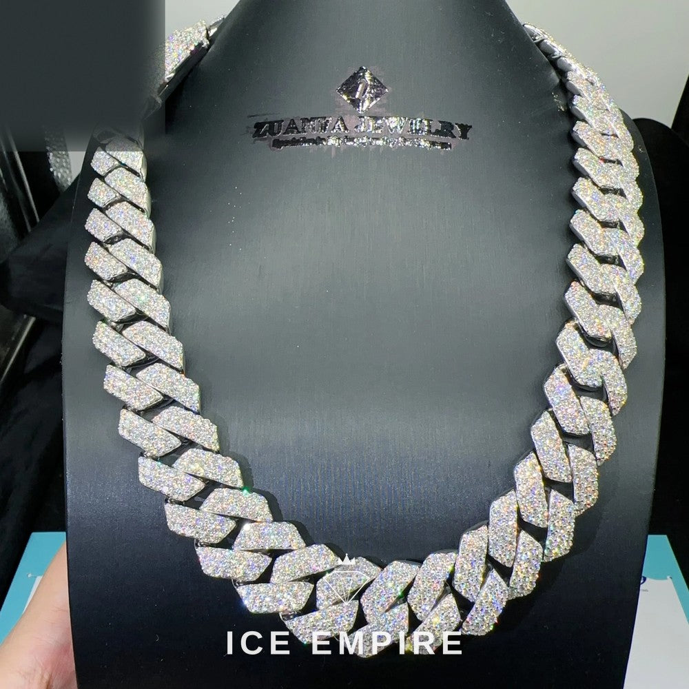 Iced Out 925 Silver Lab Grown Diamond Cuban Chain