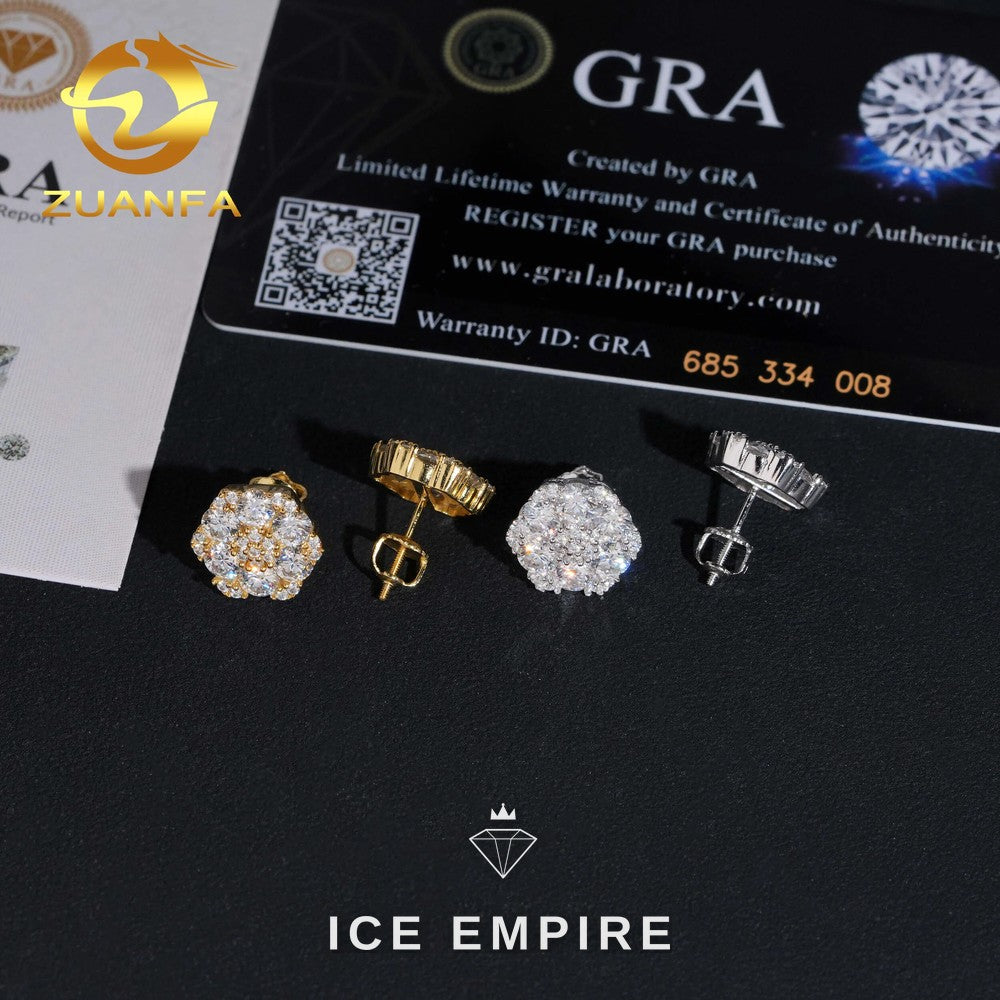 Iced Out Cluster 925 Silver Moissanite Earrings