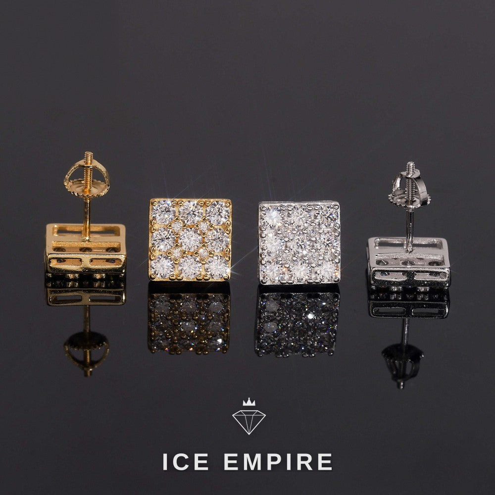 Iced Out Rose Gold Plated Moissanite Stud Earrings