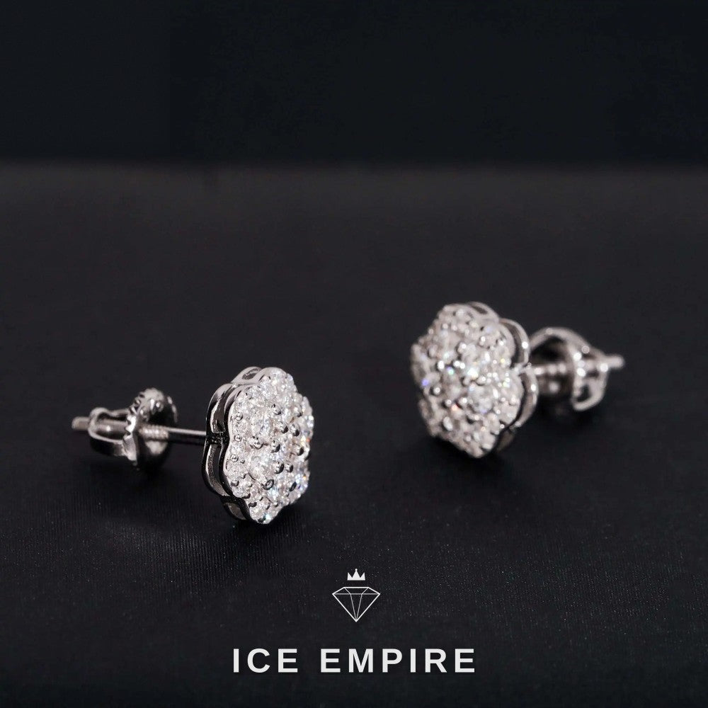 Iced Out 14K Gold Moissanite Stud Earrings