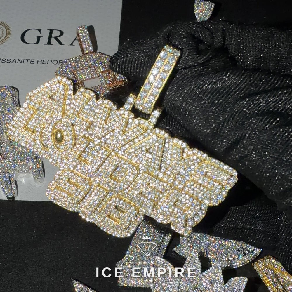 Iced Out Baguette Rose Gold Plated Moissanite Pendant