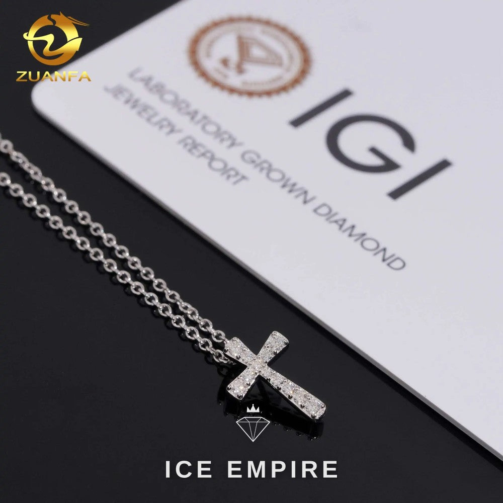 Iced Out Cross 925 Silver Lab Grown Diamond Pendant