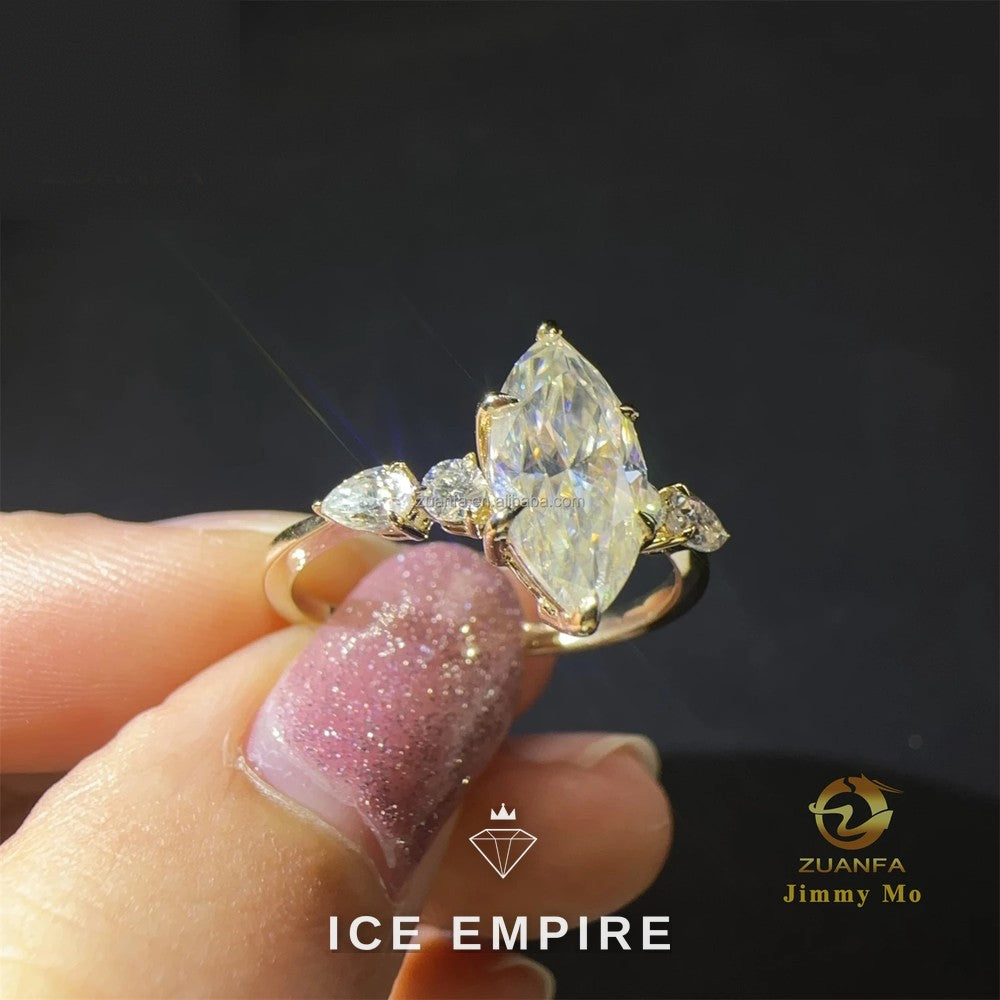 Iced Out 9K Gold Moissanite Engagement Ring