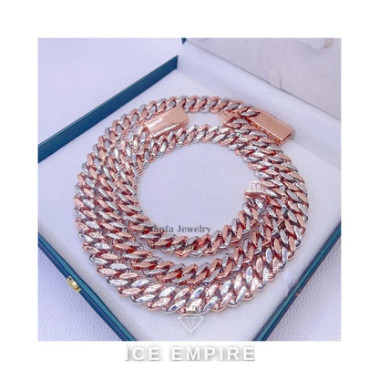 Iced Out Rose Gold Plated Moissanite Cuban Chain
