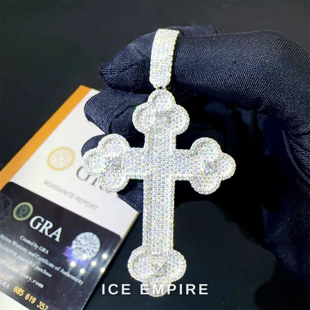 Iced Out Cross 925 Silver Moissanite Pendant