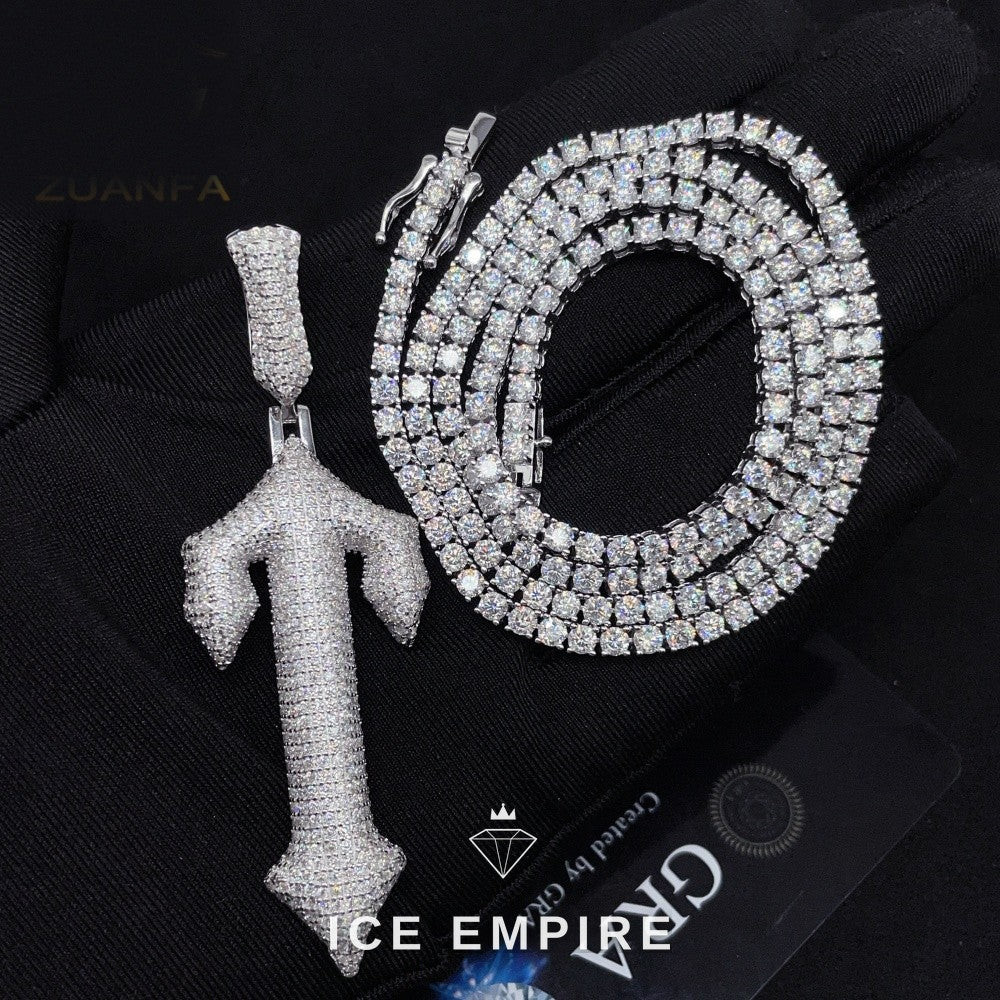 Iced Out Cross 925 Silver Moissanite Pendant