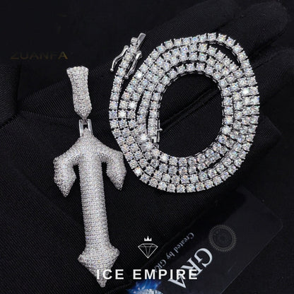 Iced Out Cross 925 Silver Moissanite Pendant