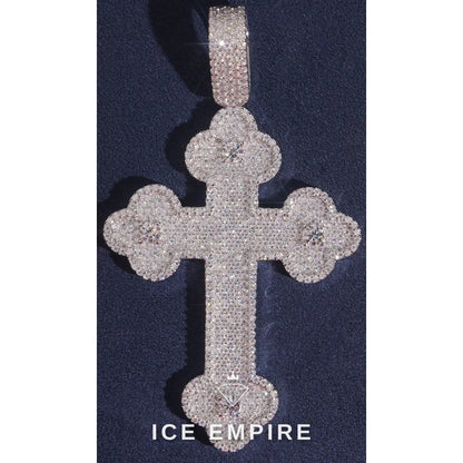 Iced Out Cross 925 Silver Moissanite Pendant