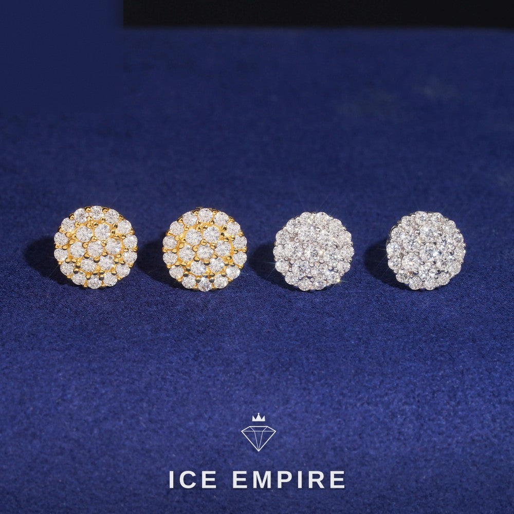 Iced Out Cluster 925 Silver Moissanite Earrings