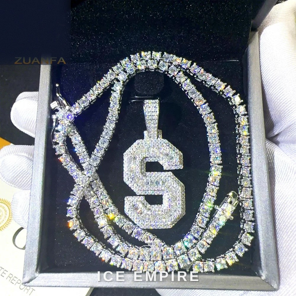 Iced Out Baguette Gold Plated Moissanite Pendant