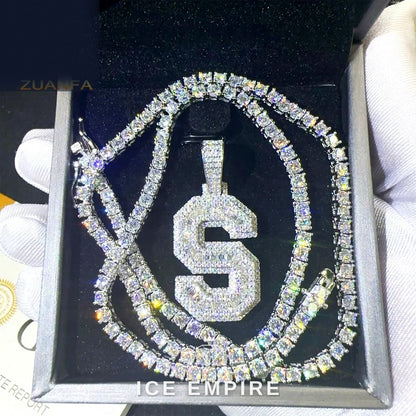 Iced Out Baguette Gold Plated Moissanite Pendant