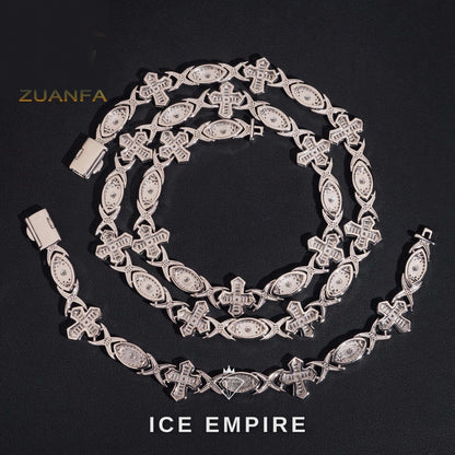 Iced Out Cross Rose Gold Plated Moissanite Cuban Chain