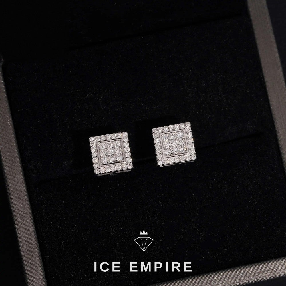 Iced Out 925 Silver Moissanite Stud Earrings
