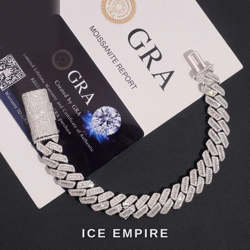 Iced Out Baguette Gold Plated Moissanite Cuban Chain