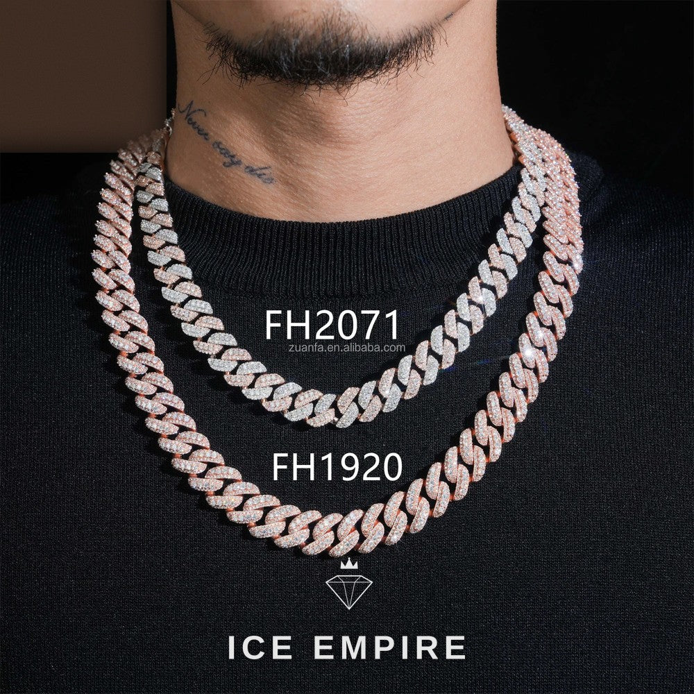 Iced Out Rose Gold Moissanite Cuban Chain