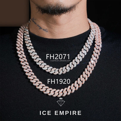 Iced Out Rose Gold Moissanite Cuban Chain
