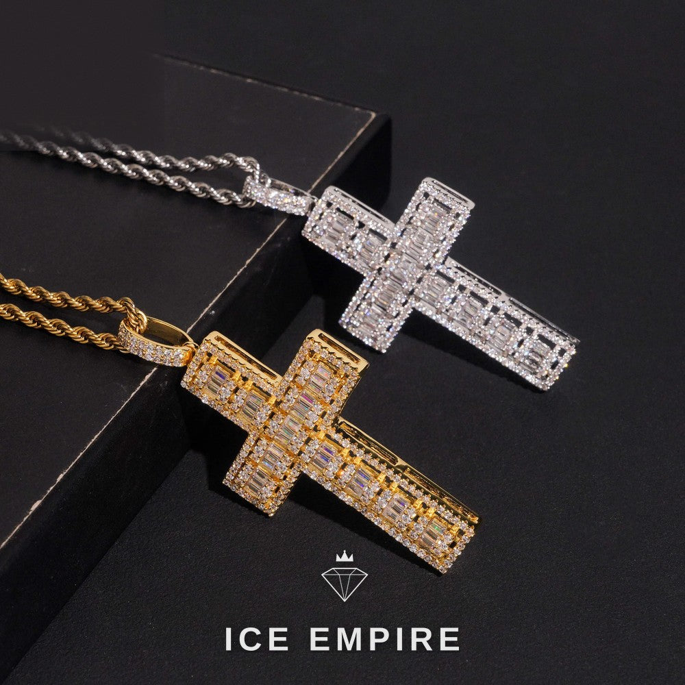 Iced Out Cross Gold Plated Pendant