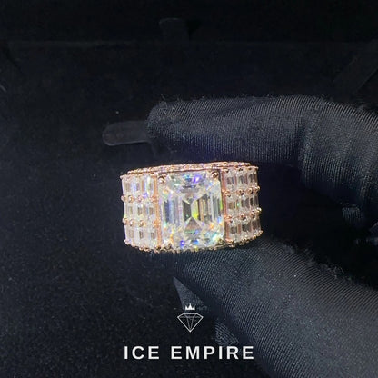Iced Out Rose Gold Plated Moissanite Ring