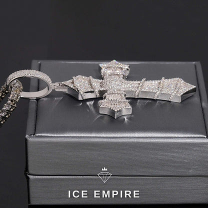 Iced Out Cross Rose Gold Plated Moissanite Pendant