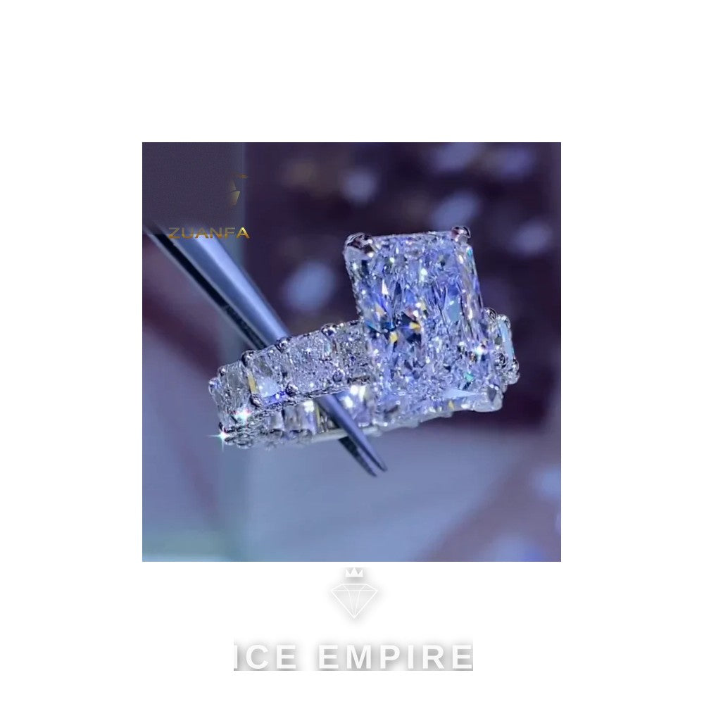 Iced Out 925 Silver Moissanite Wedding Band