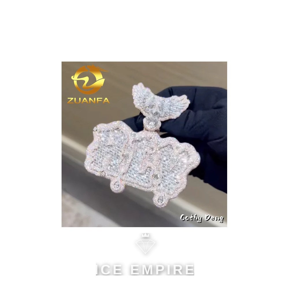 Iced Out Baguette Rose Gold Plated Moissanite Pendant