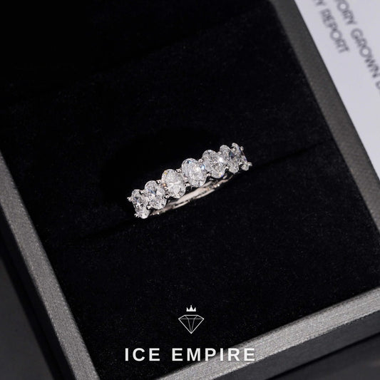 Iced Out 925 Silver Lab Grown Diamond Wedding Band