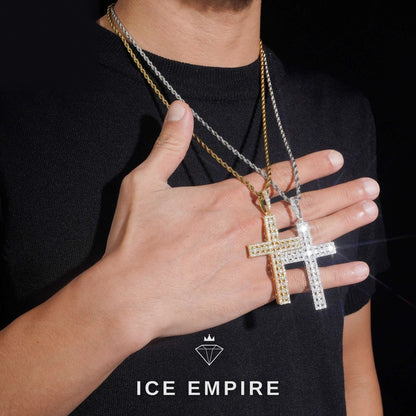 Iced Out Cross Rose Gold Plated Moissanite Pendant