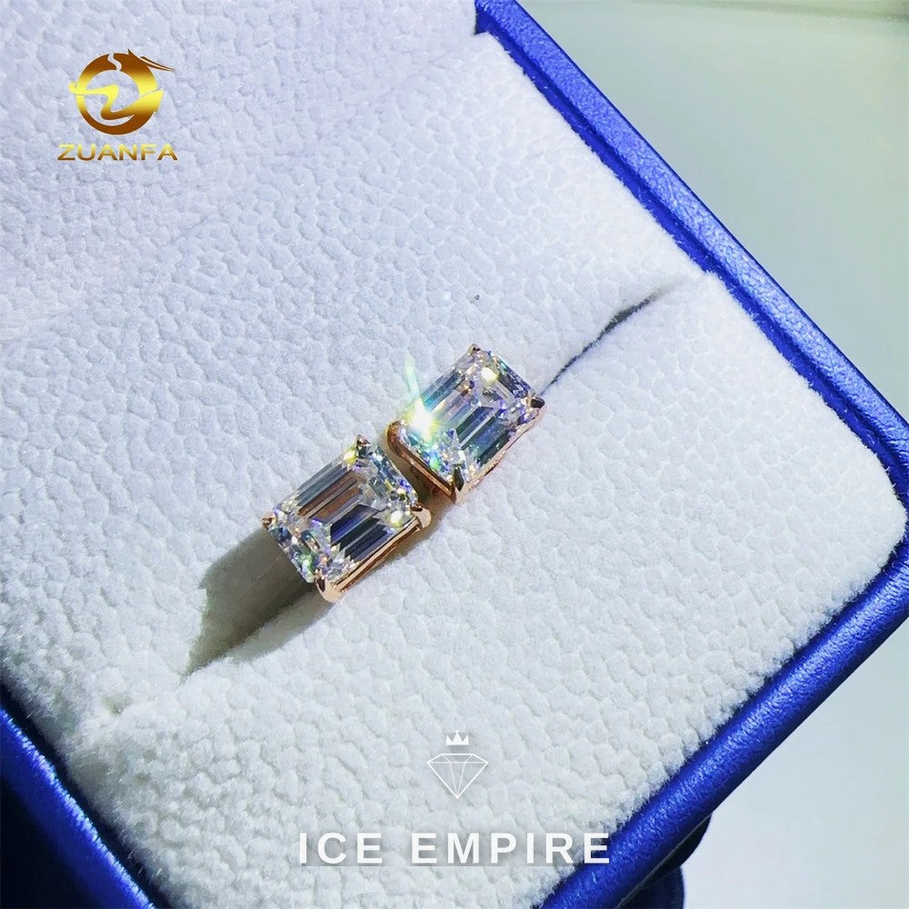 Iced Out Gold Plated Moissanite Stud Earrings