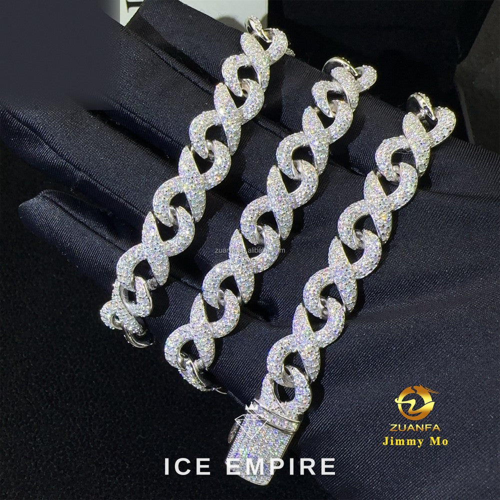 Iced Out 925 Silver Moissanite Cuban Chain