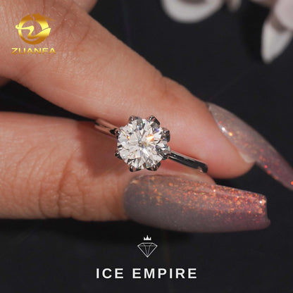 Iced Out 925 Silver Moissanite Engagement Ring