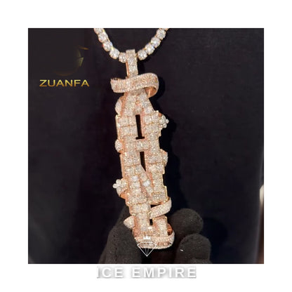 Iced Out Rose Gold Plated Moissanite Tennis Chain