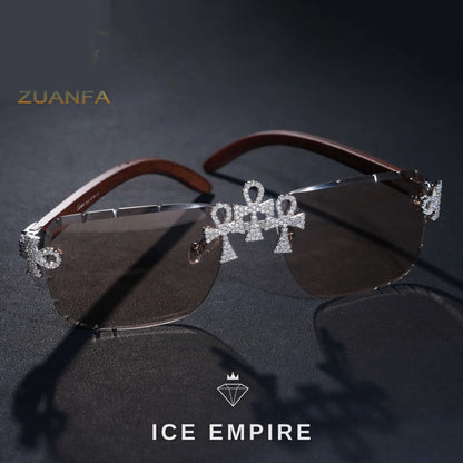 Iced Out Cross 925 Silver Glasses