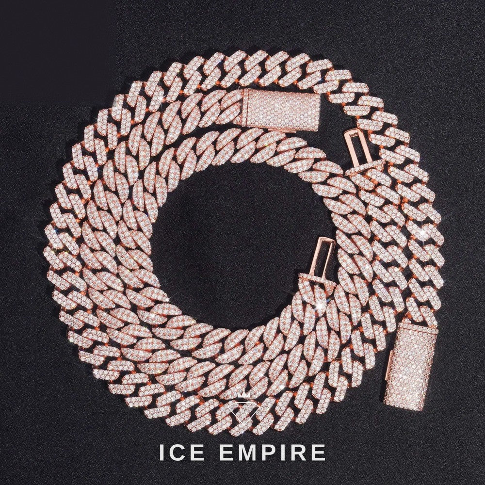 Iced Out Rose Gold Moissanite Cuban Chain
