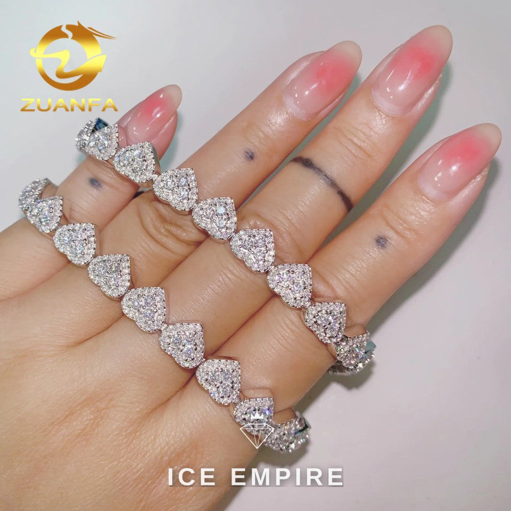 Iced Out Baguette 925 Silver Moissanite Cuban Chain