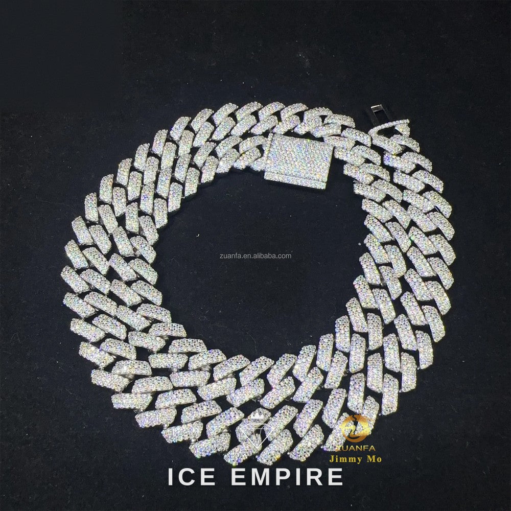 Iced Out 925 Silver Moissanite Cuban Chain