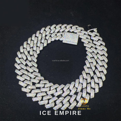Iced Out 925 Silver Moissanite Cuban Chain