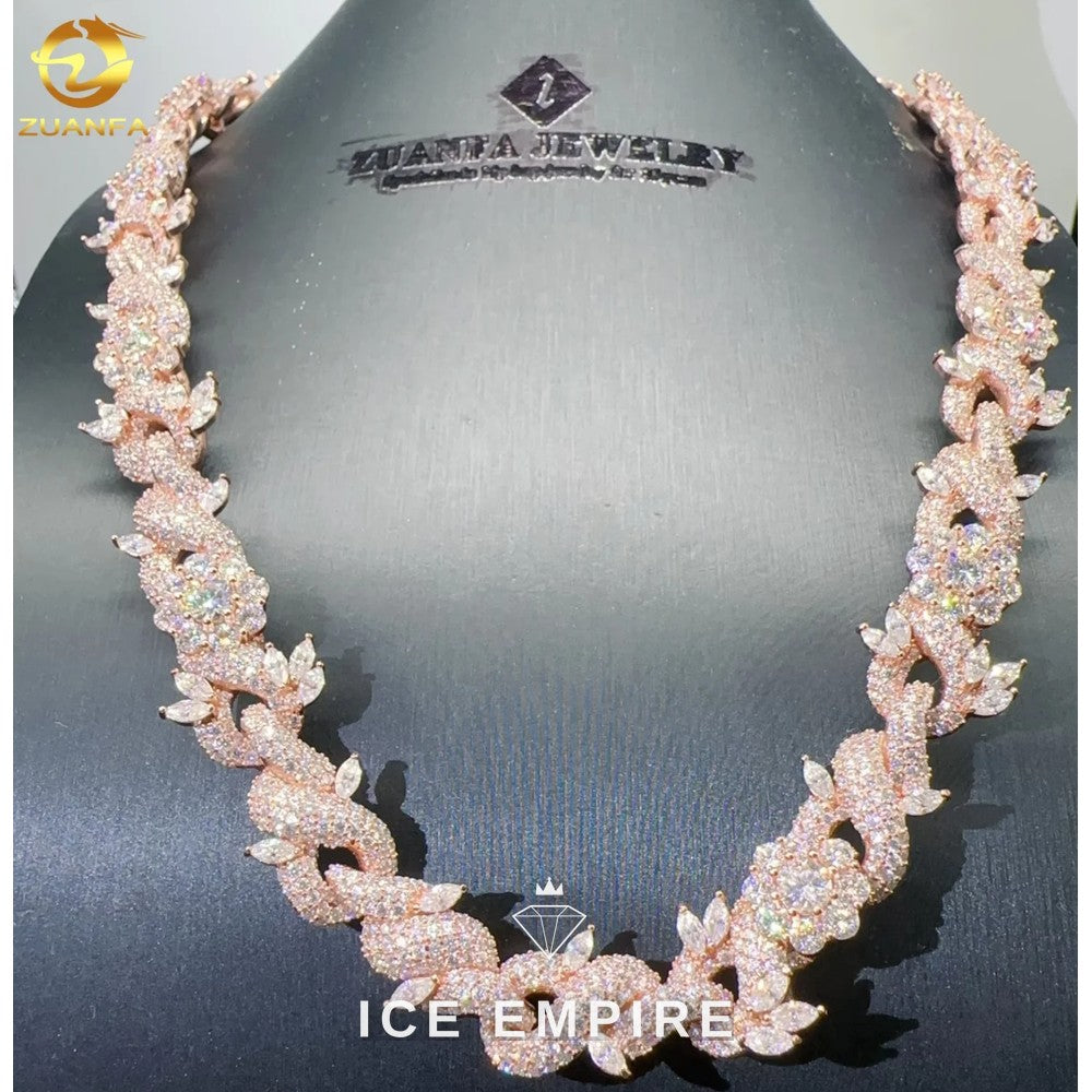 Iced Out Rose Gold Plated Moissanite Cuban Chain