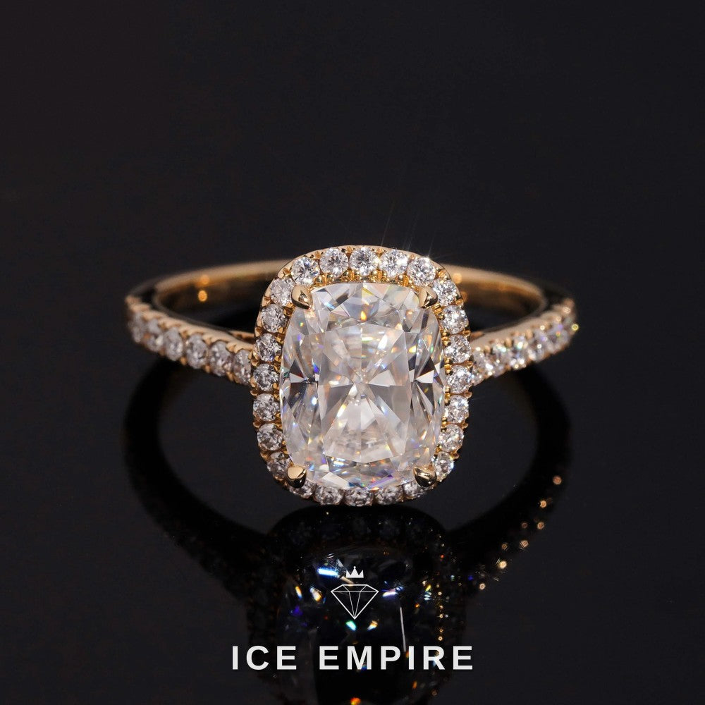 Iced Out 14K Gold Moissanite Wedding Band