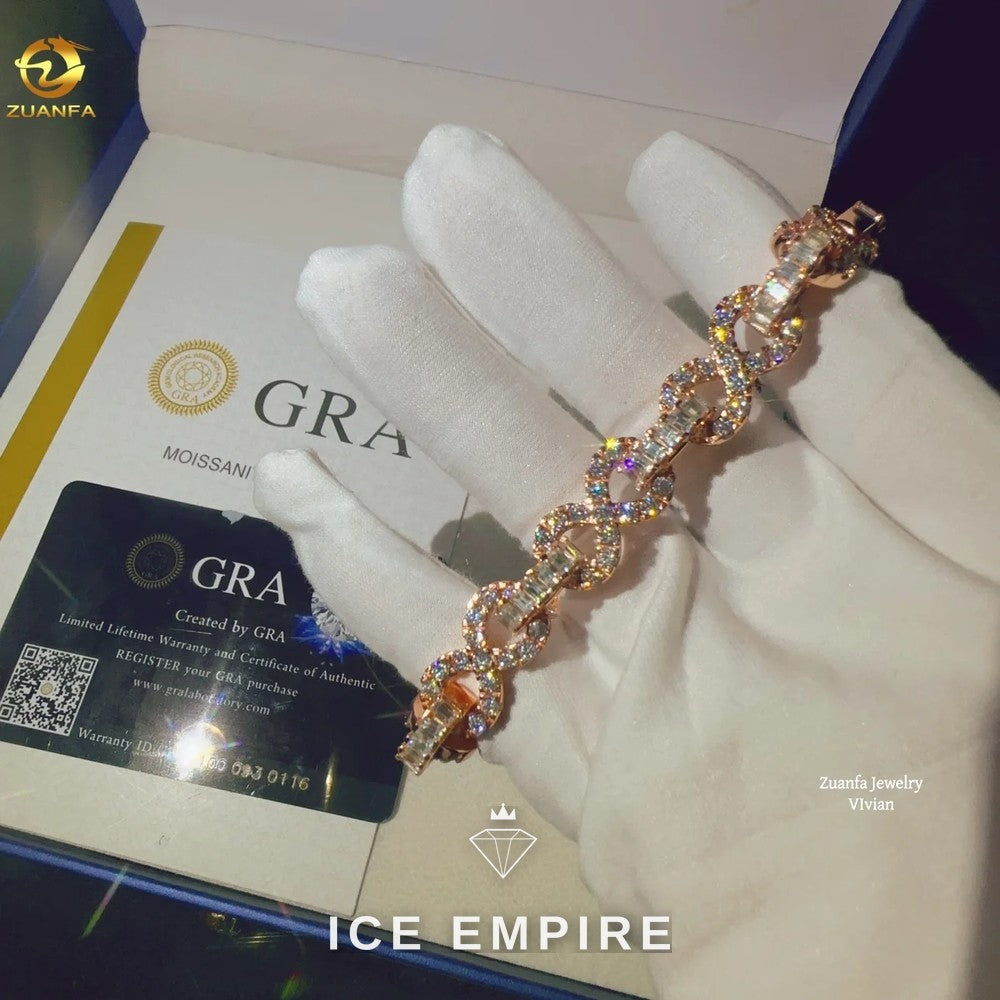 Iced Out Rose Gold Plated Moissanite Cuban Chain