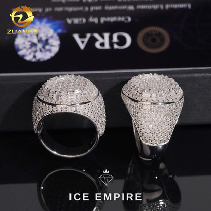 Iced Out 925 Silver Moissanite Ring