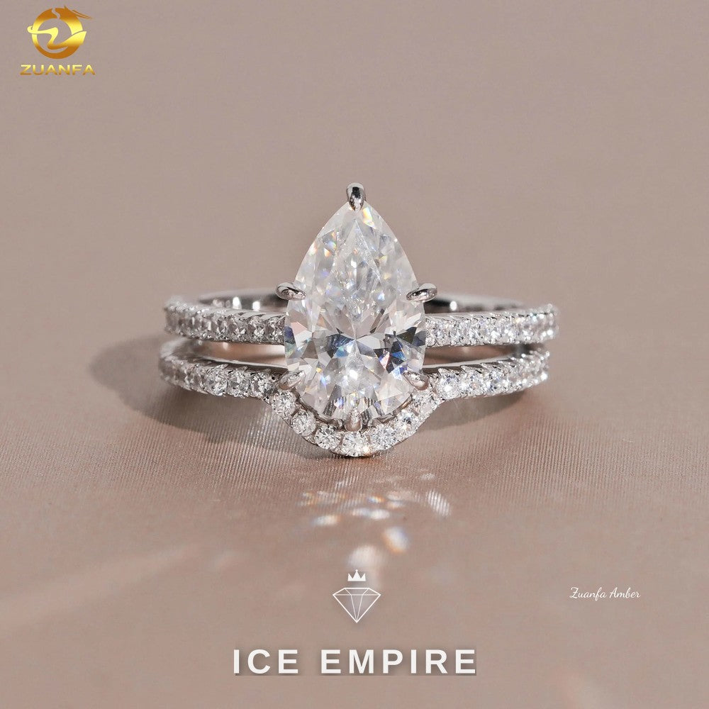 Iced Out 925 Silver Moissanite Wedding Band